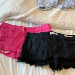 Two pairs of bullhead frayed shorts. Size 9